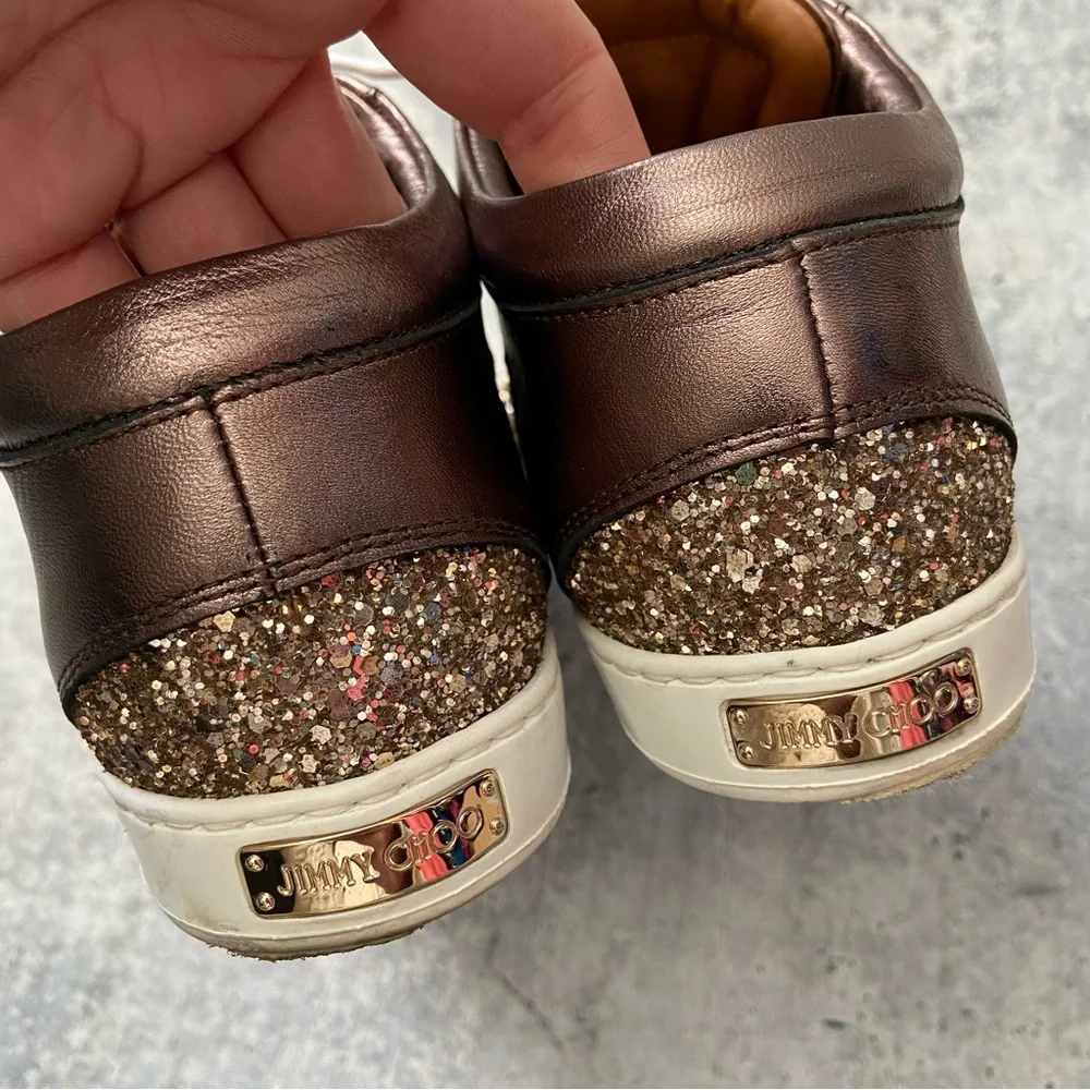 Jimmy Choo Miami Rose Gold Leather Women's Sneakers 37. Excellent condition. - Picture 4 of 8